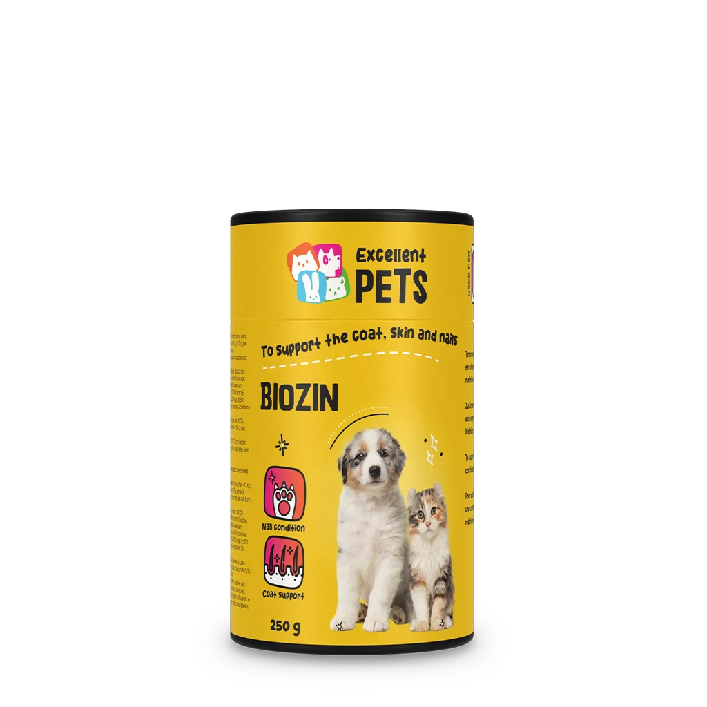 Suplement na sierść dla psów i kotów z biotyną, 250 g – Excellent Pets Biozin - obrazek 1