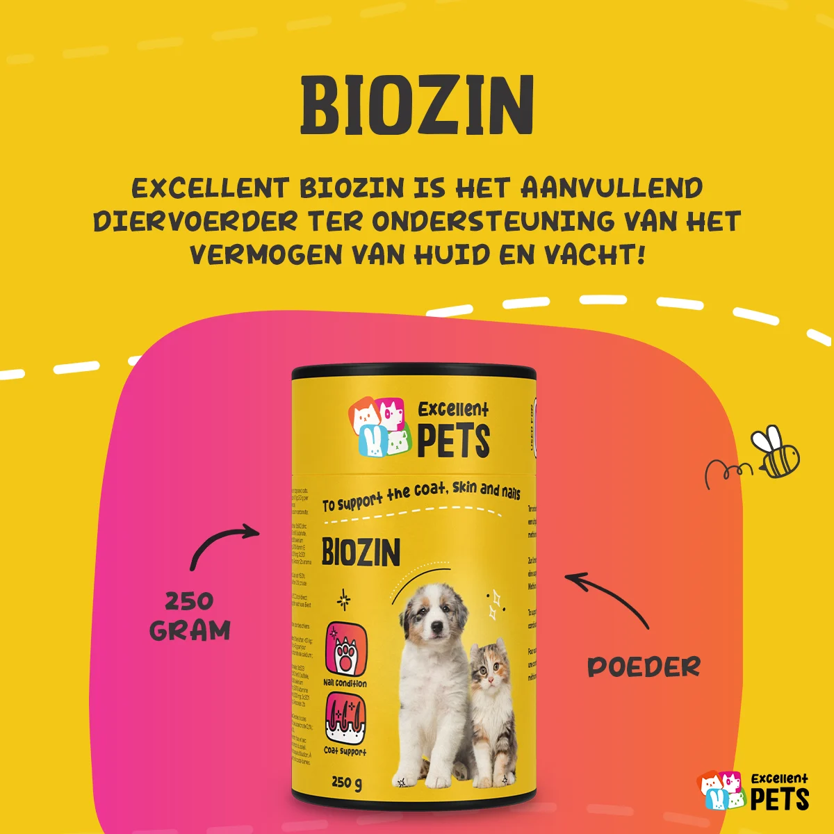 Suplement na sierść dla psów i kotów z biotyną, 250 g – Excellent Pets Biozin - obrazek 2
