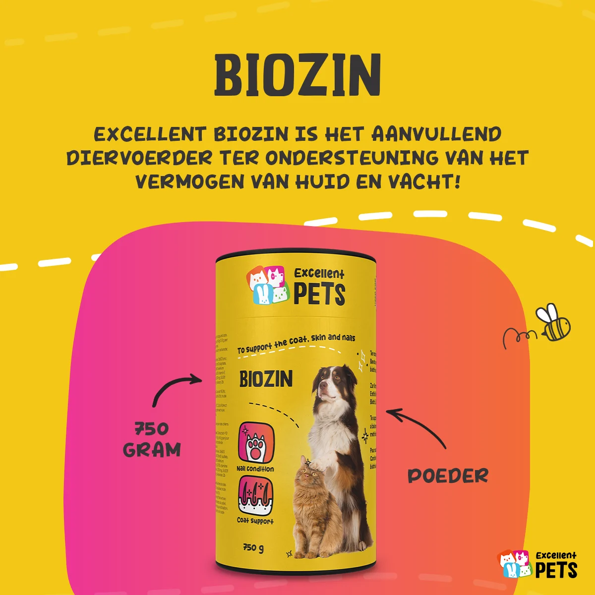 Suplement na sierść dla psów i kotów z biotyną, 750 g – Excellent Pets Biozin - obrazek 2