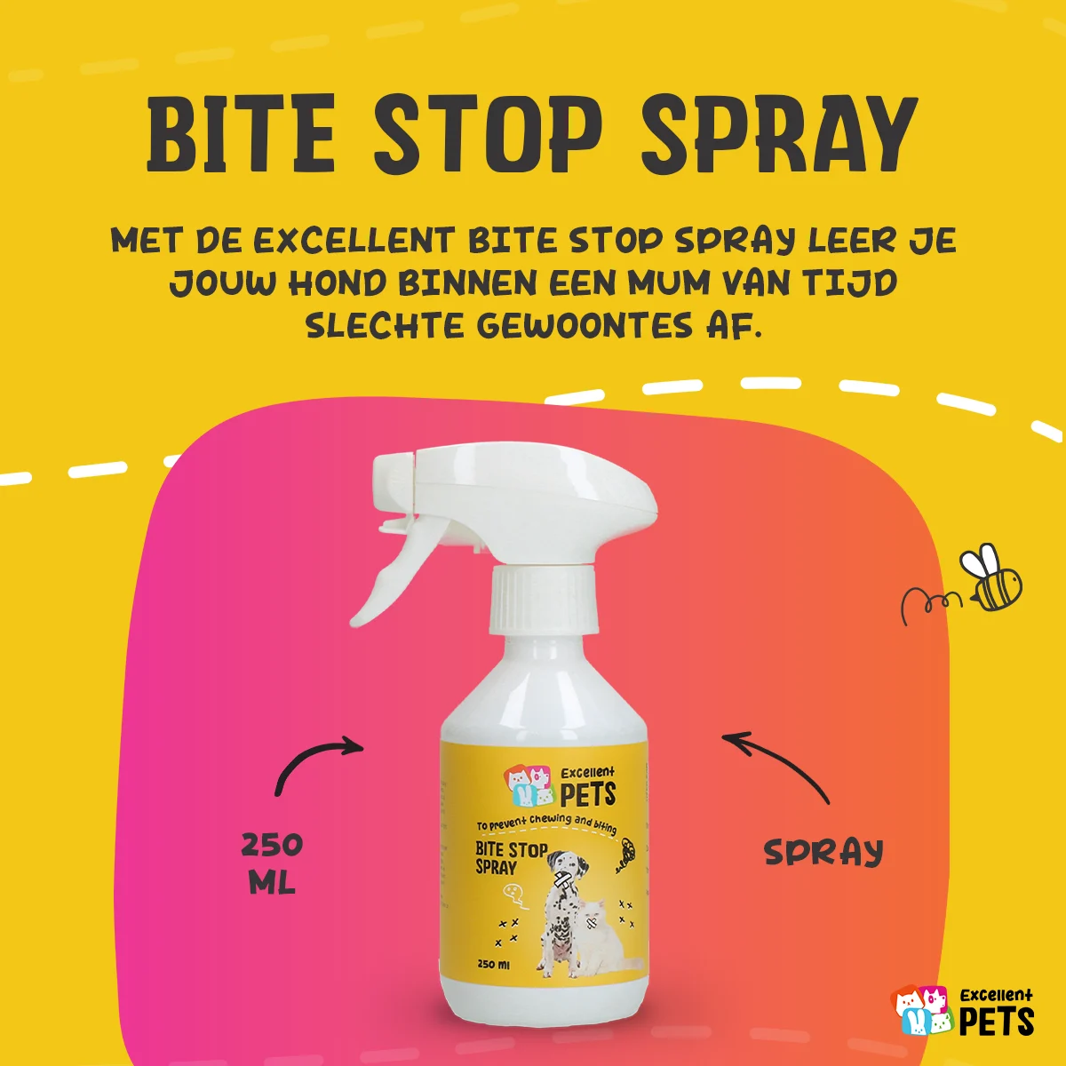 Spray przeciw gryzieniu dla psów i kotów z gorzką substancją, 250 ml – Excellent Pets Bite Stop Spray - obrazek 3