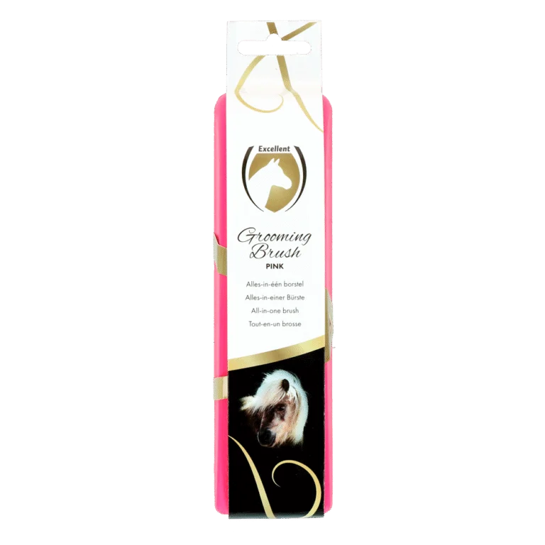 Szczotka dla konia do pielęgnacji sierści, M, 17,5 x 5 x 2 cm, różowa – Excellent Horse Grooming Brush