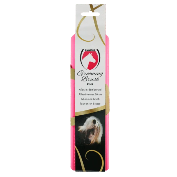 Szczotka dla konia do kąpieli i masażu, różowa, L, 23 x 6,5 x 3 cm – Excellent Horse Grooming Brush