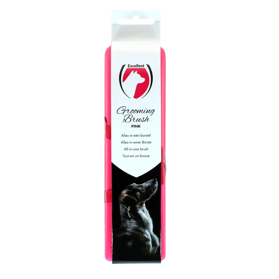 BORS0004L.png Szczotka dla psa do mycia i masażu Medium różowa, 17,5 cm – Excellent Pets Grooming Brush - obrazek 1