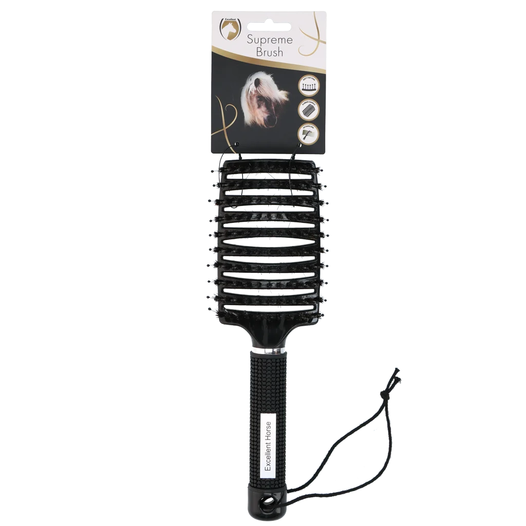Szczotka do rozczesywania grzywy, 24,5 cm, czarna – Excellent Horse Supreme Brush - obrazek 1