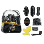 Zestaw do pielęgnacji dla młodych jeźdźców z plecakiem, 200 gumek – Excellent Horse Grooming Set Junior