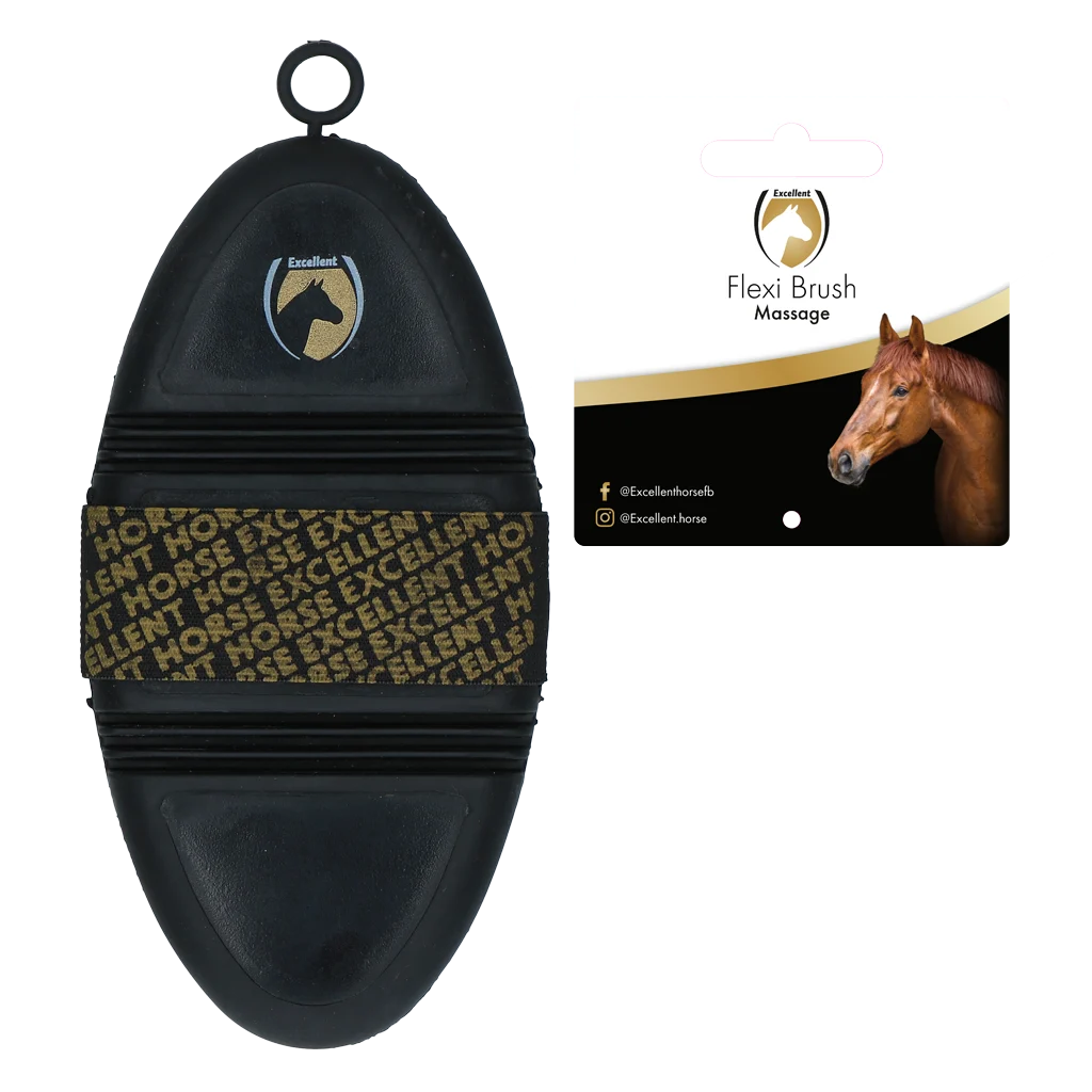Szczotka masująca z wypustkami i elastyczną górną częścią – Excellent Horse Flexi Brush Massage - obrazek 2
