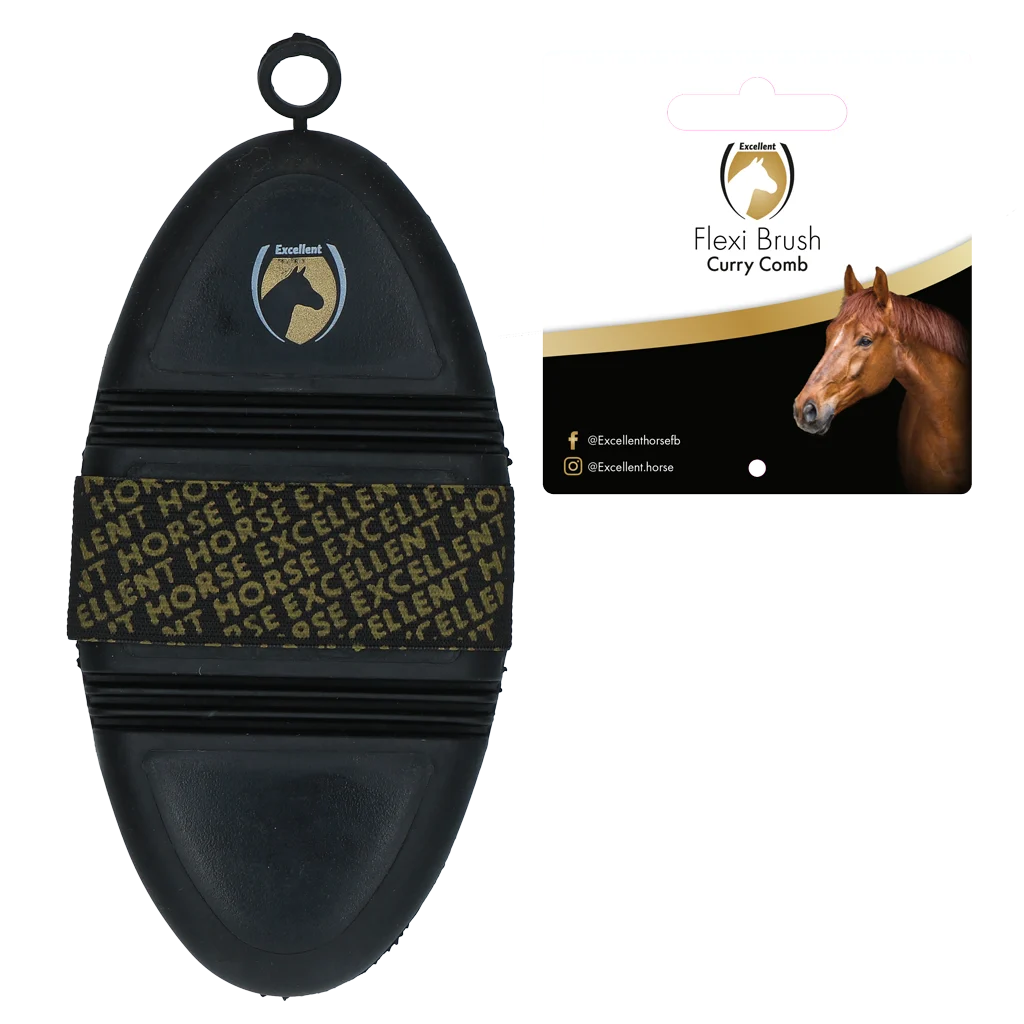 Zgrzebło do usuwania luźnych włosów z elastyczną górną częścią – Excellent Horse Flexi Brush Curry Comb - obrazek 2