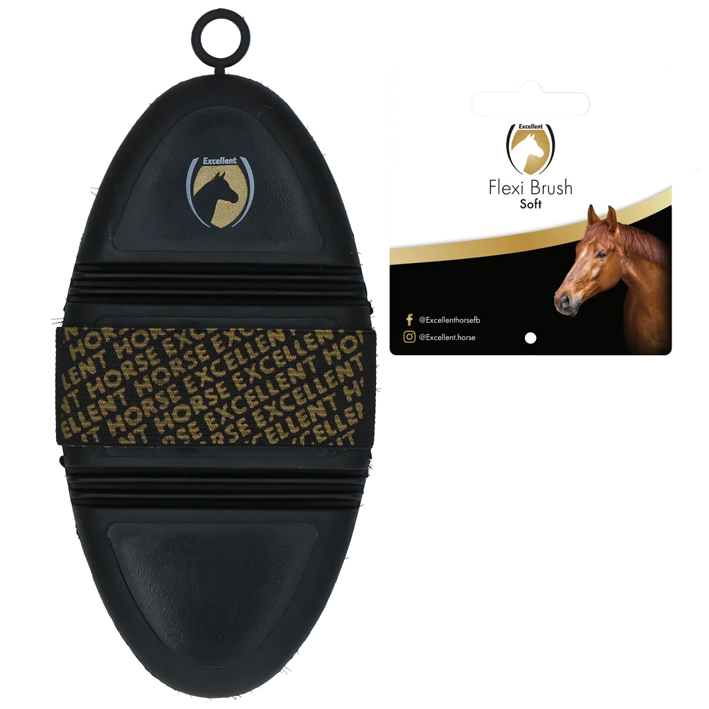 Miękka szczotka dla koni do kurzu i piasku z elastyczną górną częścią – Excellent Horse Flexi Brush Soft - obrazek 2