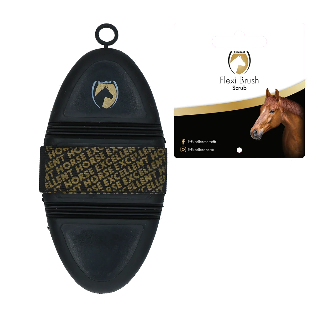 Twarda szczotka dla koni z elastyczną górną częścią – Excellent Horse Flexi Brush Scrub - obrazek 2