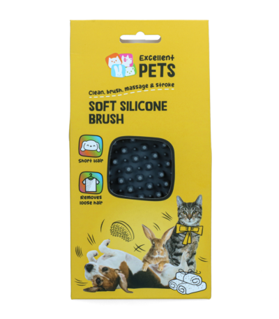 Szczotka silikonowa dla psa do krótkiej sierści, 12 x 6,5 x 2,5 cm – Excellent Pets Soft Silicone Brush
