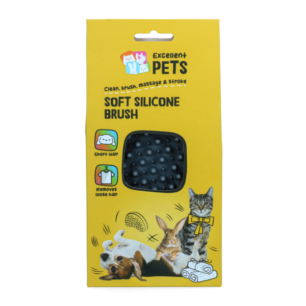 Szczotka silikonowa dla psa do krótkiej sierści, 12 x 6,5 x 2,5 cm – Excellent Pets Soft Silicone Brush