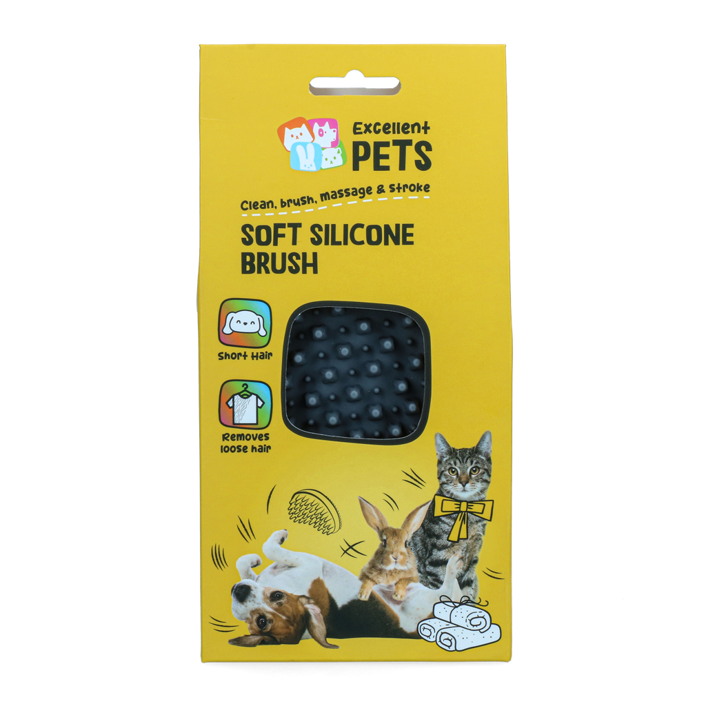Hondenborstel van Siliconen voor Kort Haar, 12 x 6,5 x 2,5 cm – Excellent Pets Soft Silicone Brush Szczotka silikonowa dla psa do krótkiej sierści, 12 x 6,5 x 2,5 cm – Excellent Pets Soft Silicone Brush