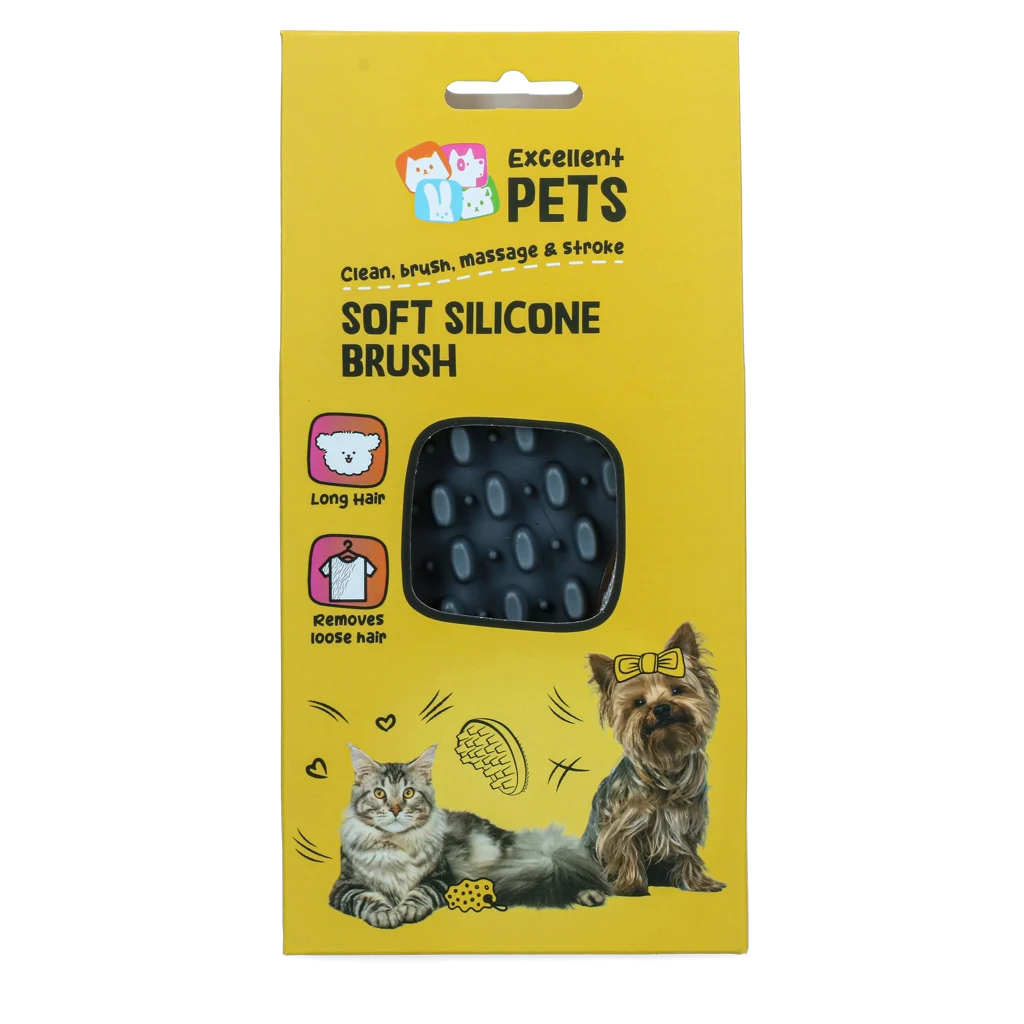 Silikonowa szczotka dla psa do długiej sierści, 12 x 6,5 x 2,5 cm – Excellent Pets Soft Silicone Brush - obrazek 1