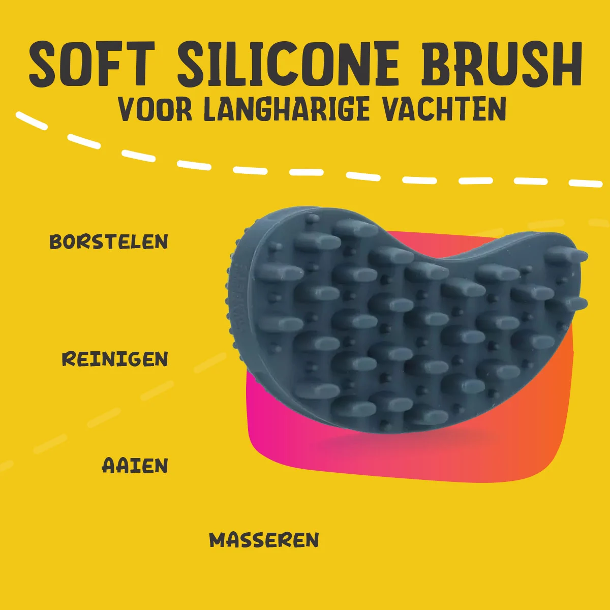 Silikonowa szczotka dla psa do długiej sierści, 12 x 6,5 x 2,5 cm – Excellent Pets Soft Silicone Brush - obrazek 5