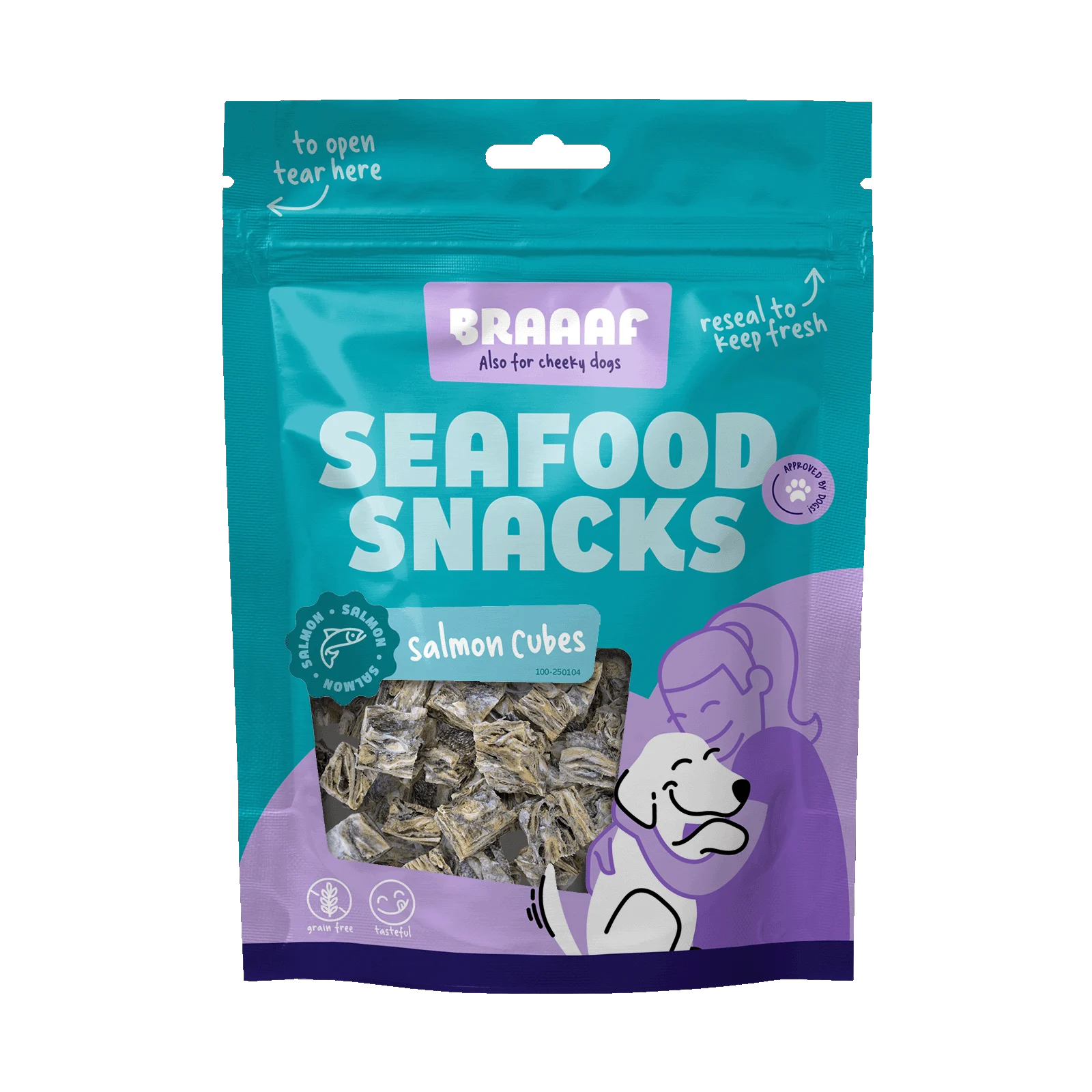 BRAA250104.png Kostki z łososia dla psów, suszone na powietrzu – Braaaf Seafood kostki z łososia - obrazek 1