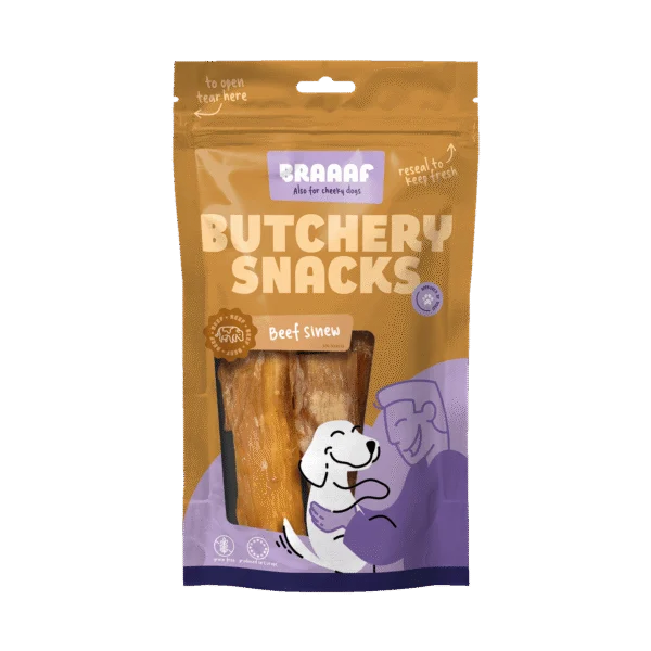 Ścięgno wołowe dla psów, 150 g – Braaaf Butchery Snacks
