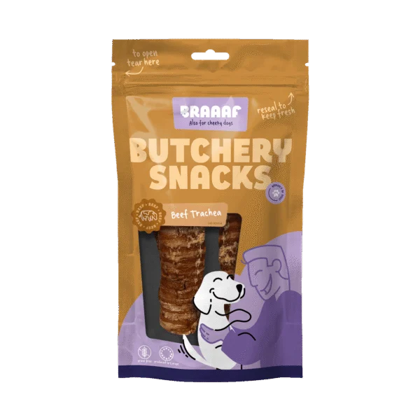 Tchawica wołowa dla psów, 85 g – Braaaf Butchery Snacks