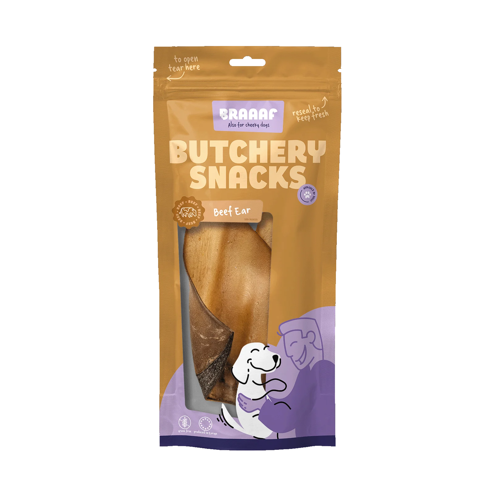 Ucho wołowe dla psów, 2 sztuki – Braaaf Butchery Snacks - obrazek 1