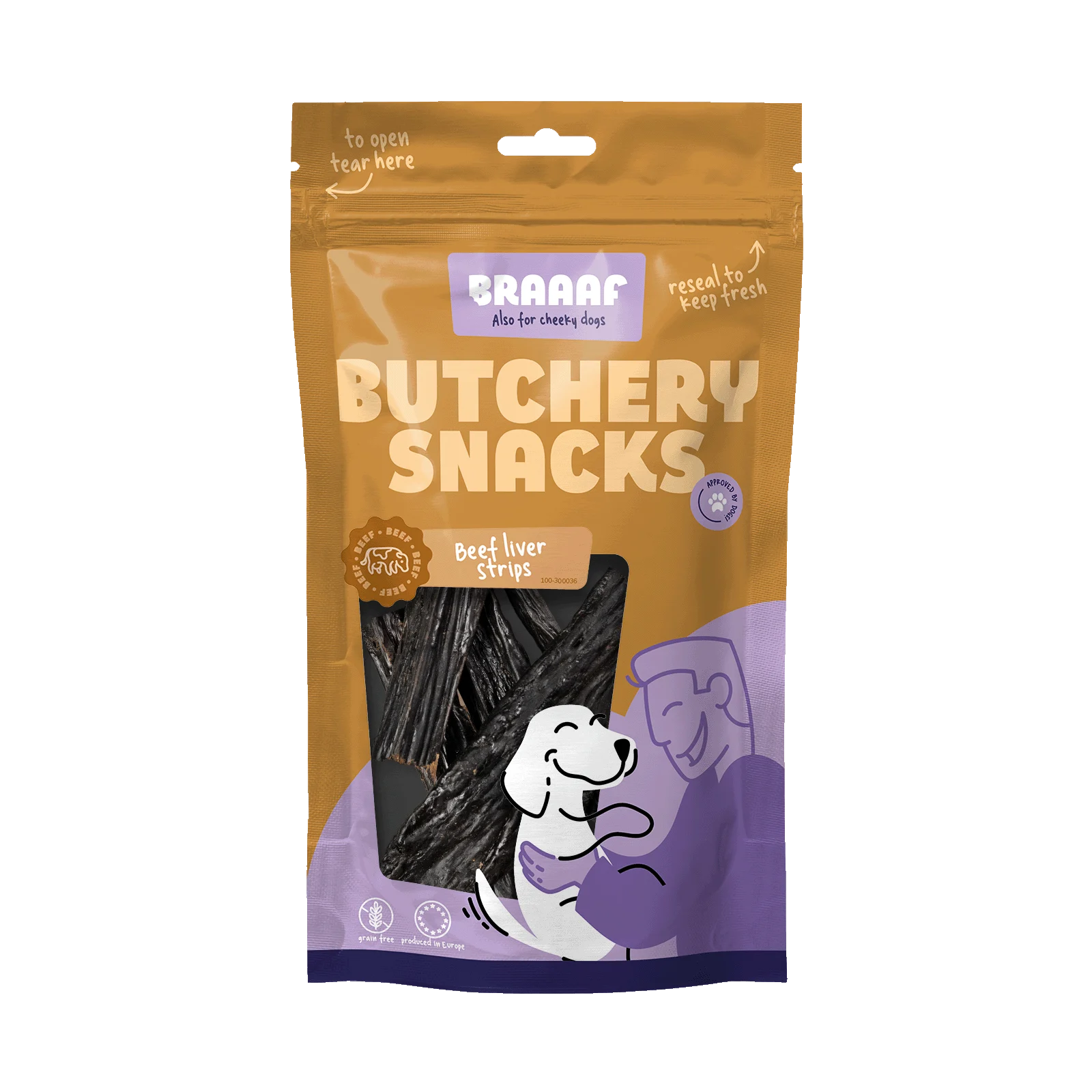 Przysmak dla psa z wątroby wołowej w paskach, 150 g – Braaaf Butchery - obrazek 1