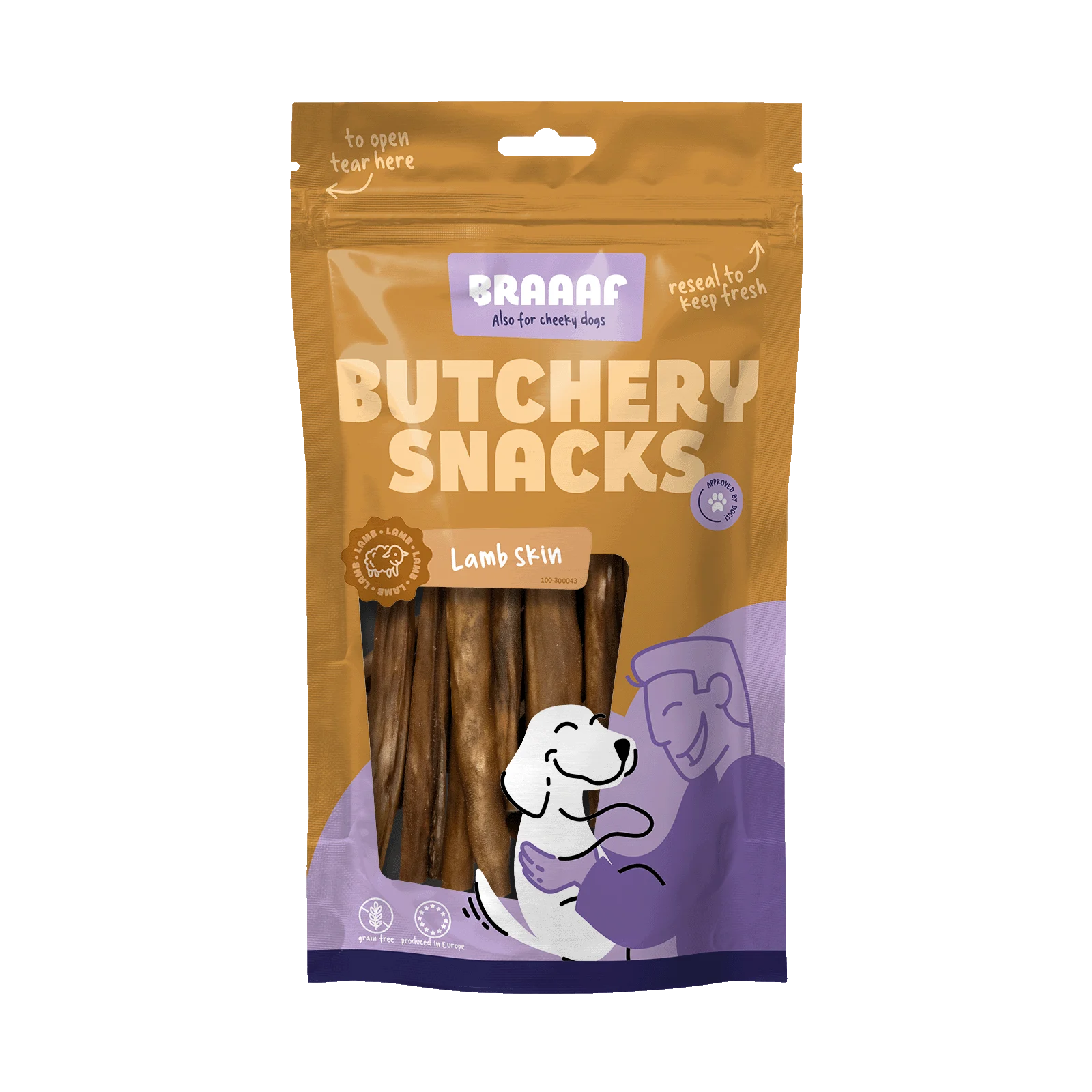 Przekąska do gryzienia ze skóry jagnięcej dla psów, 100 g – Braaaf Butchery - obrazek 1