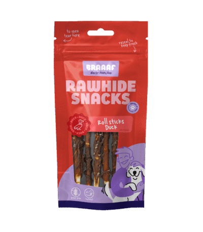 Pałeczki do żucia z kaczką, 8 sztuk – Braaaf Rawhide Roll Sticks