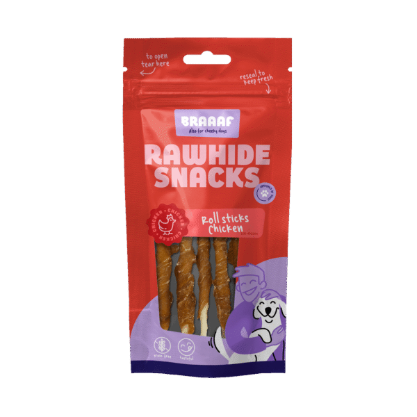 Gryzaki z kurczakiem, 8 sztuk – Braaaf Rawhide Roll Sticks