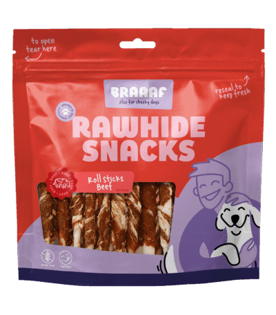 Gryzaki z wołowiną i rybą, 25 sztuk – Braaaf Rawhide Roll Sticks