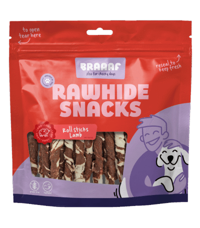 Gryzaki z jagnięciną i rybą, 25 sztuk – Braaaf Rawhide Roll Sticks