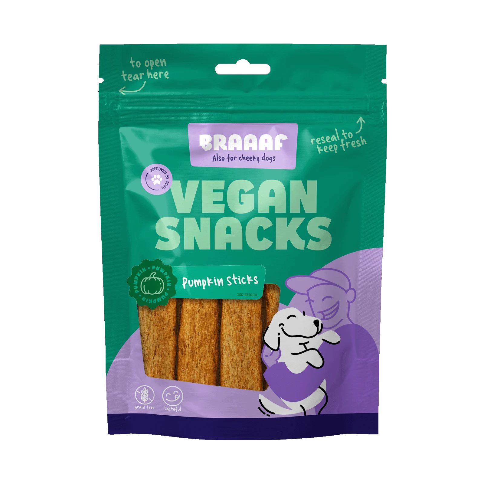 BRAA650110.png Wegański przysmak dla psa z dynią, 12 cm – Braaaf Vegan Snack Pompoen Stick - obrazek 1