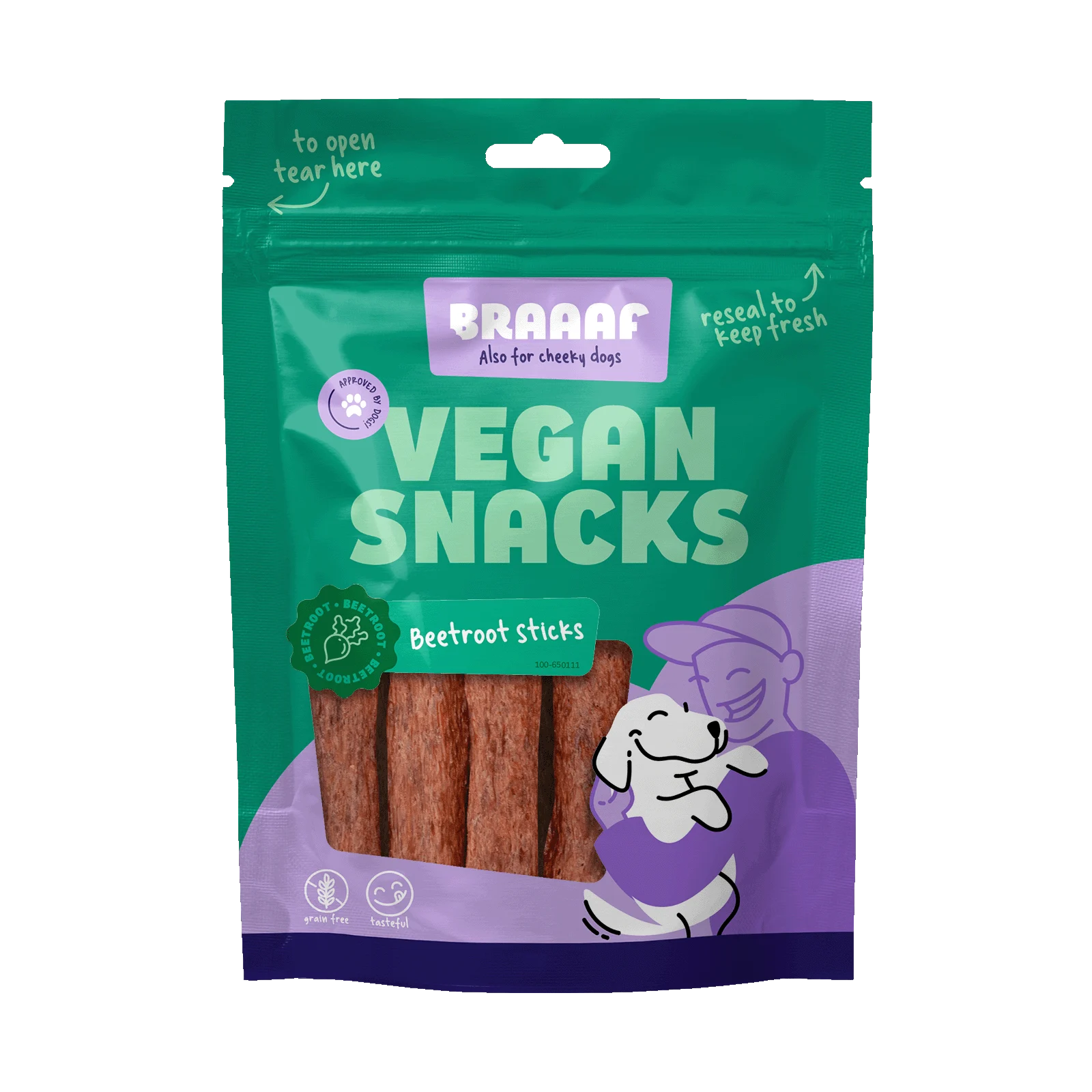 Przysmak dla psa z burakiem, pałeczka 12 cm – Braaaf Vegan Snack Rode Biet Stick - obrazek 1