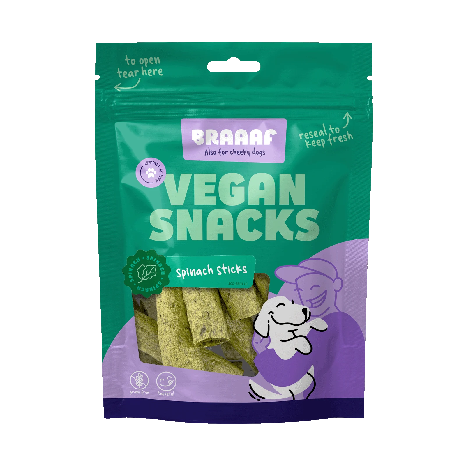 Przysmak dla psa ze szpinakiem, stick 6 cm – Braaaf Vegan Snack Spinazie Stick - obrazek 1
