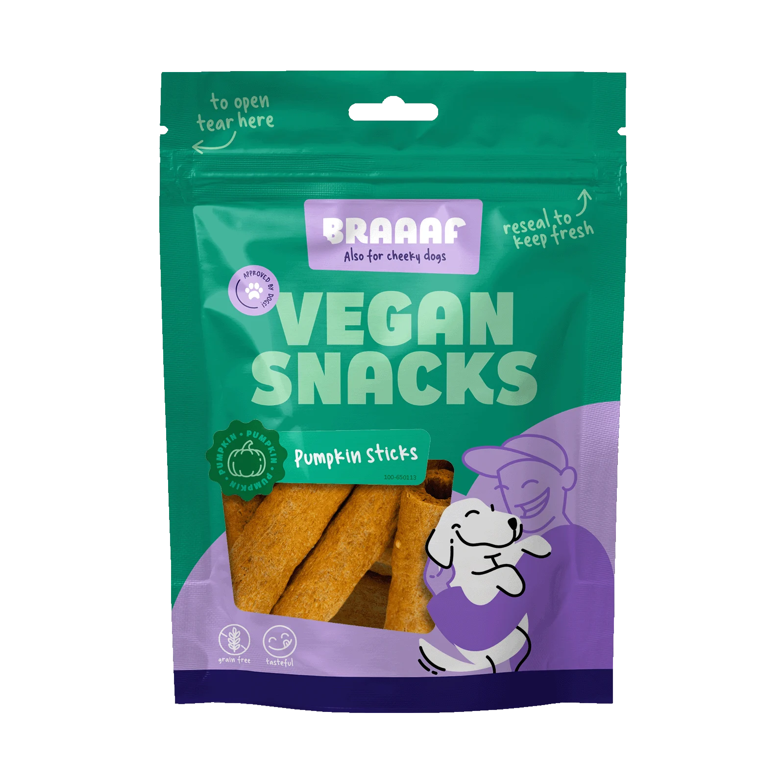 BRAA650113.png Przysmak dla psa z dynią, pałeczka 6 cm – Braaaf Vegan Snack Pompoen Stick - obrazek 1