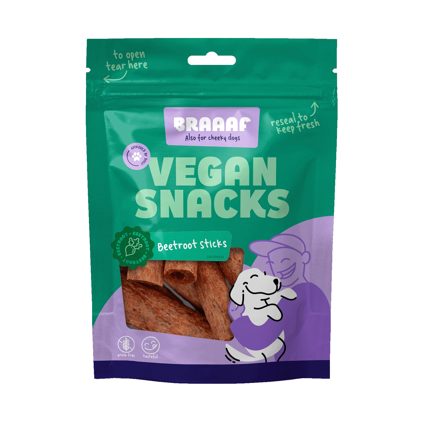 Przysmak dla psa z burakiem, pałeczka 6 cm – Braaaf Vegan Snack Rode Biet Stick - obrazek 1