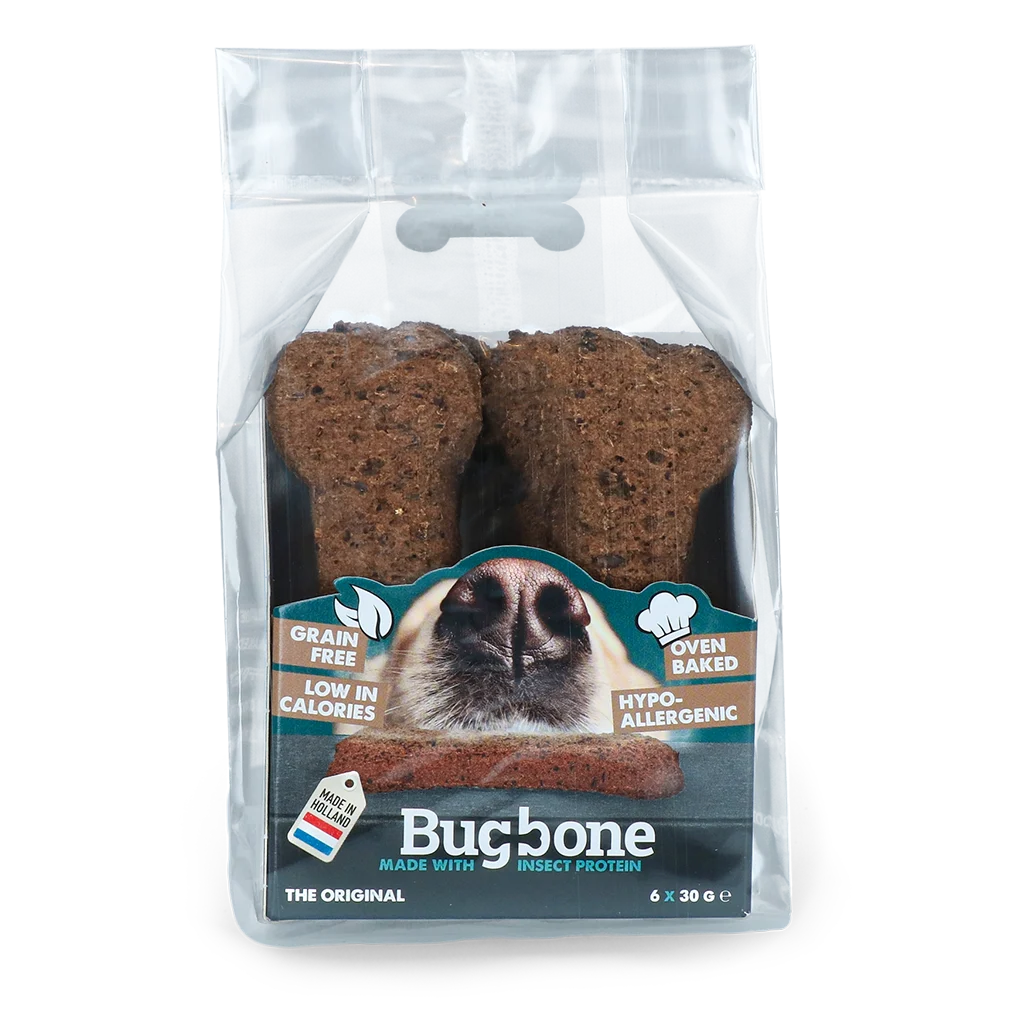 BUGB050.png Przysmak dla psa z białkiem owadów, 6 sztuk po 30 g – Bugbone Medium - obrazek 1