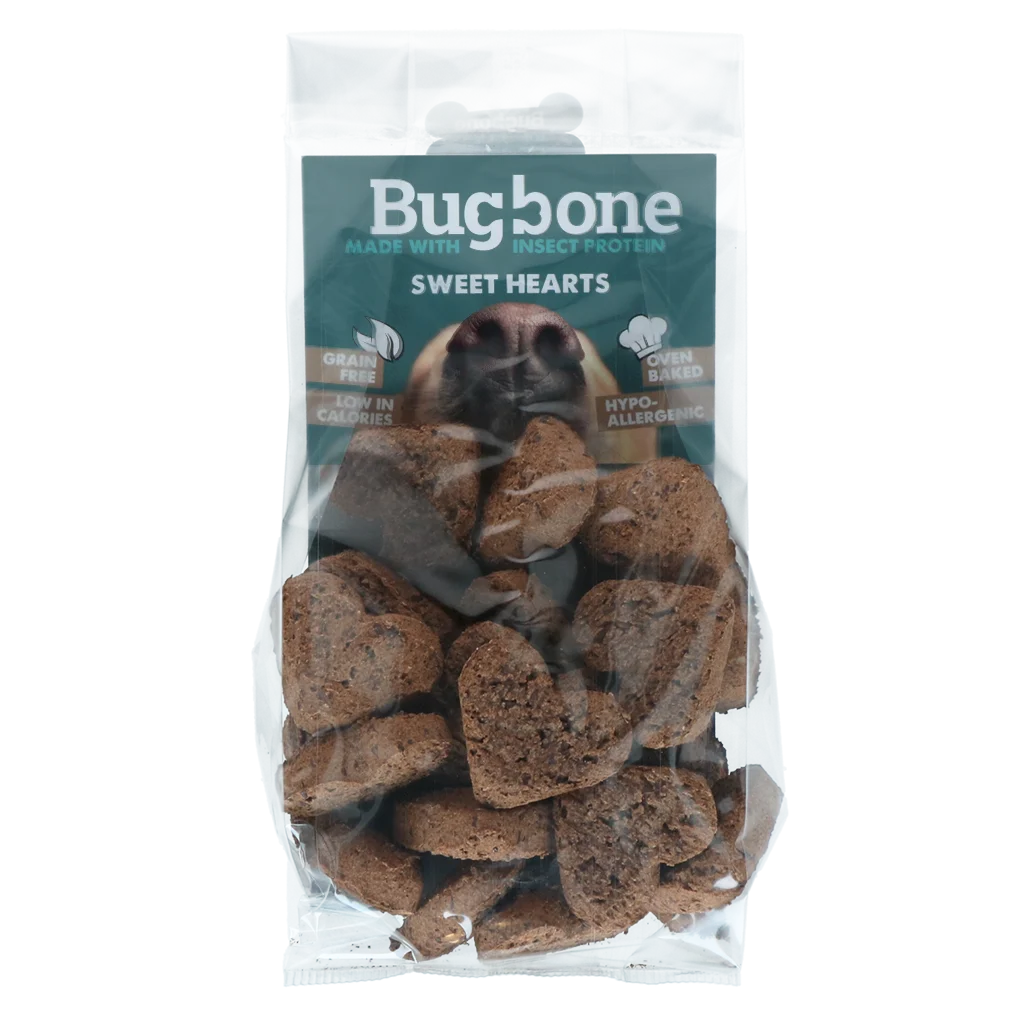 BUGB124.png Przysmak dla psa z białkiem owadów, 24 sztuki po 7,5 g – Bugbone Sweethearts - obrazek 1