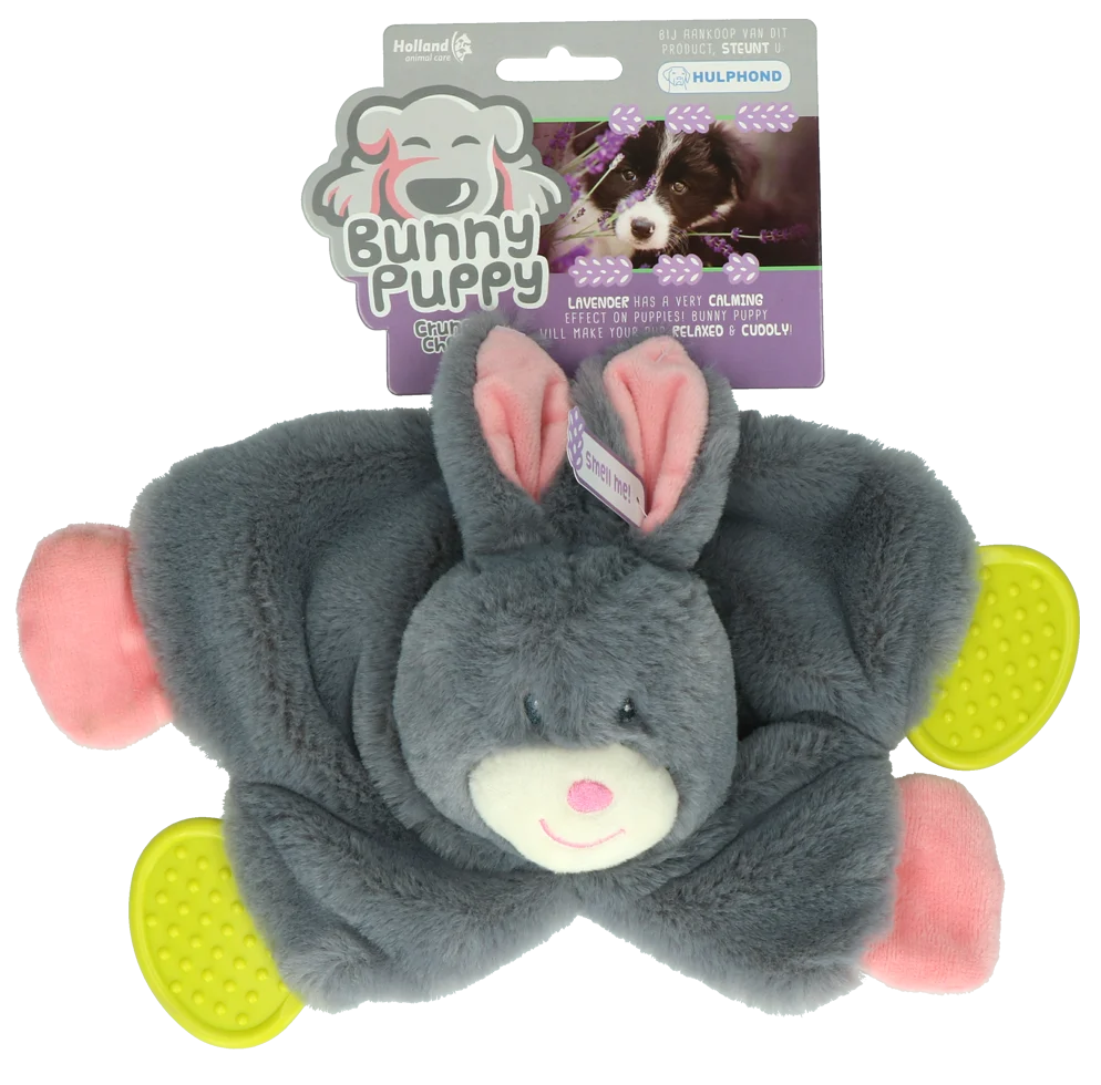 Pluszowa przytulanka dla psa, królik z piszczałką dla szczeniąt – Bunny Puppy Crunchy Chew - obrazek 1