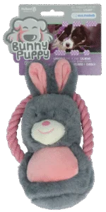 Pluszowa przytulanka dla psa w kształcie królika z piszczałką – Bunny Puppy Ropey Swing