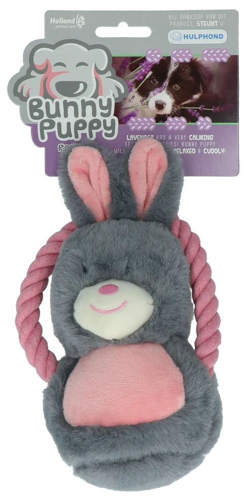 Pluszowa przytulanka dla psa w kształcie królika z piszczałką – Bunny Puppy Ropey Swing - obrazek 1