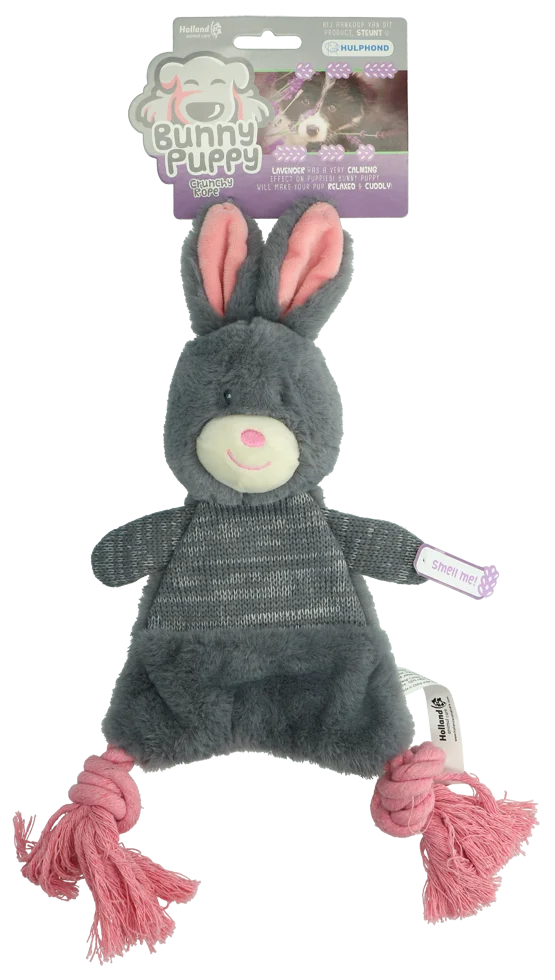 Pluszowa zabawka dla psa w kształcie królika z piszczałką – Bunny Puppy Crunchy Rope - obrazek 1