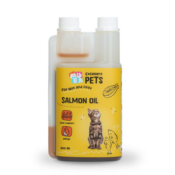Olej z łososia dla kotów z kwasami omega 3 i omega 6, 500 ml – Excellent Pets Cat Salmon Oil
