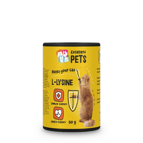 Proszek z lizyną dla kotów z witaminą B6, 50 g – Excellent Pets L-Lysine
