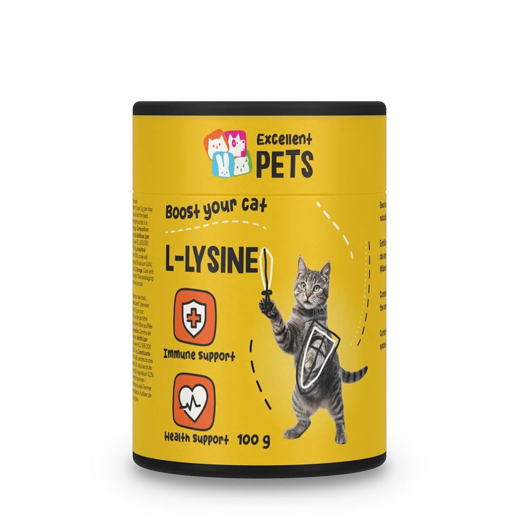 L-lizyna dla kotów z witaminą B6, 100 g – Excellent Pets L-Lysine - obrazek 1