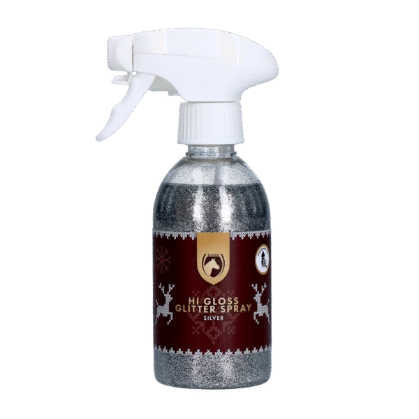 Brokatowy spray dla koni, srebrny, 250 ml – Excellent Horse Christmas Hi Gloss Glitter Spray