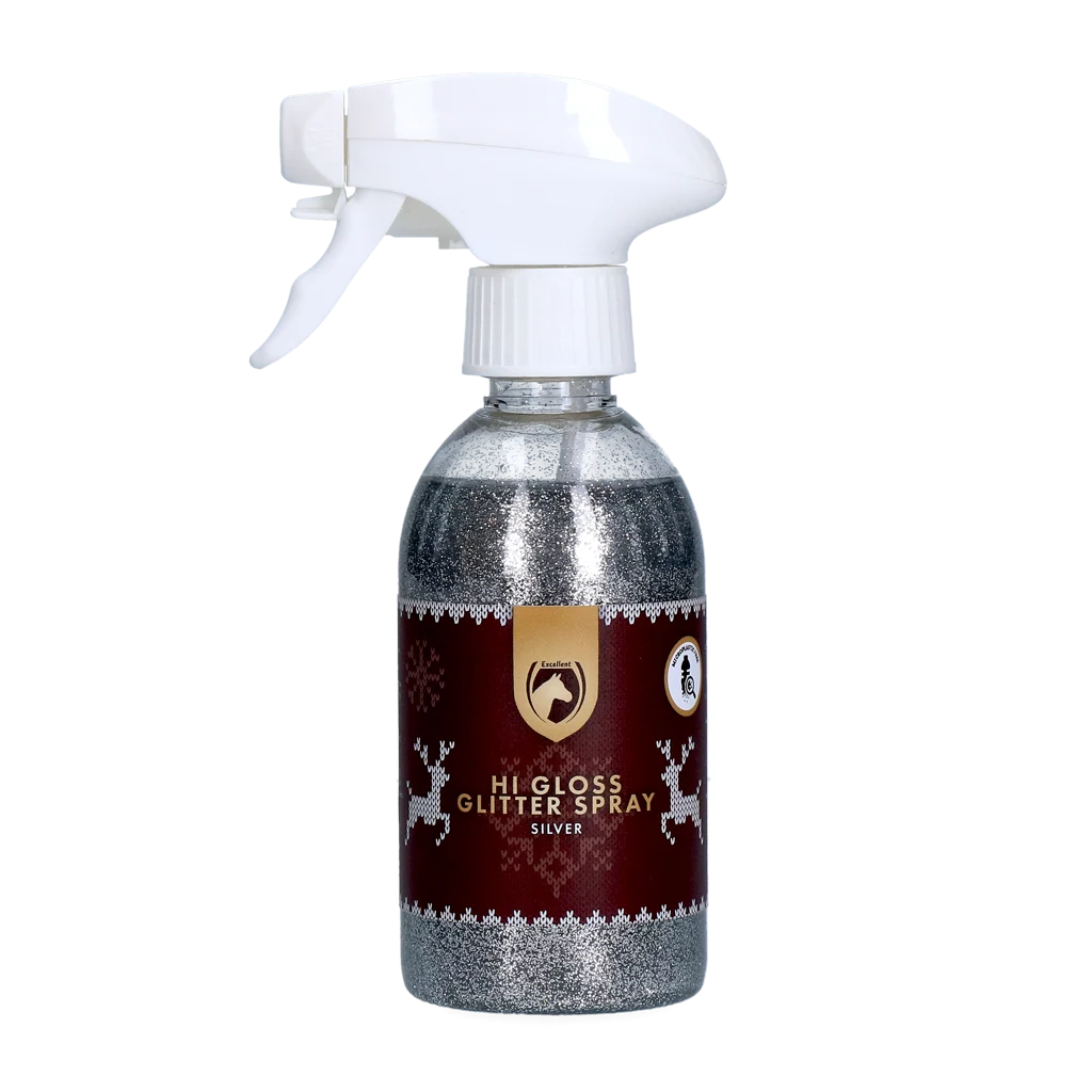 Brokatowy spray dla koni, srebrny, 250 ml – Excellent Horse Christmas Hi Gloss Glitter Spray - obrazek 1