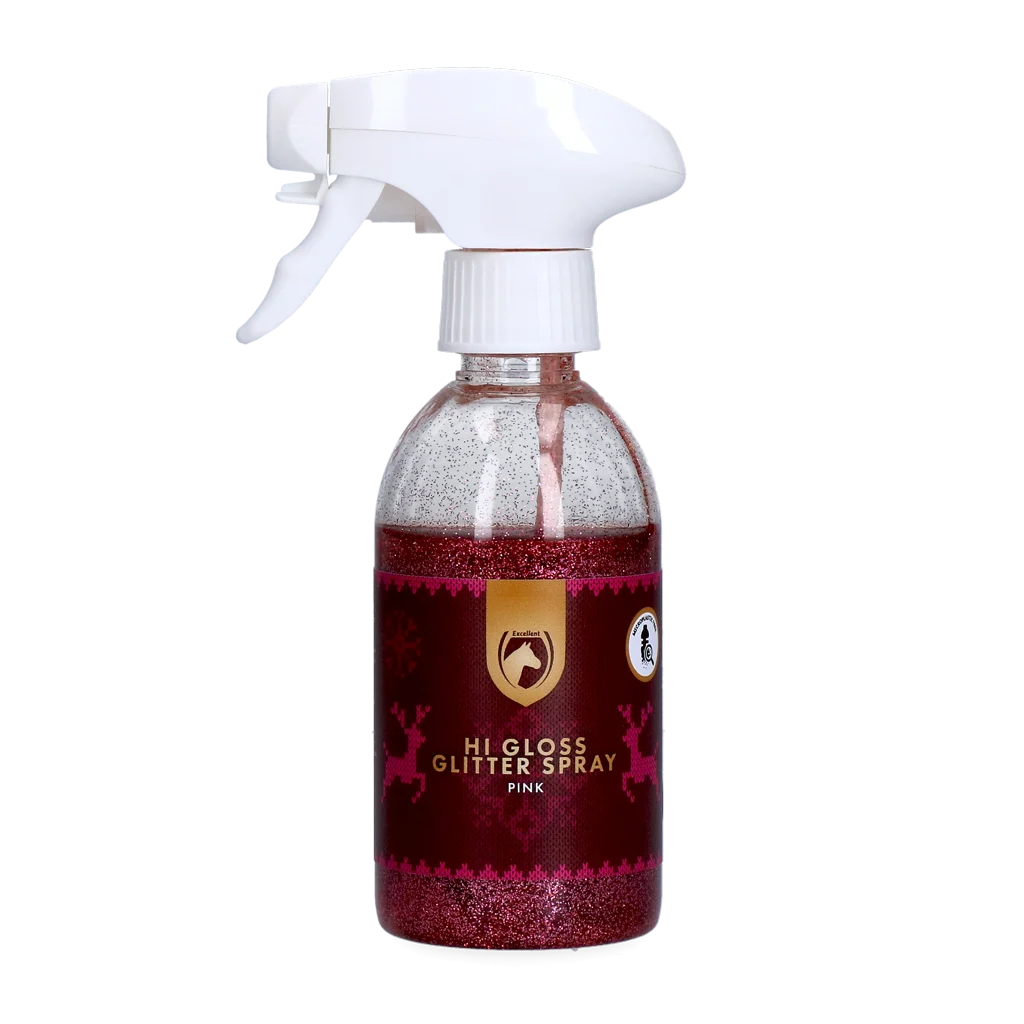 Brokatowy spray dla koni, różowy, 250 ml – Excellent Horse Christmas Hi Gloss Glitter Spray - obrazek 1