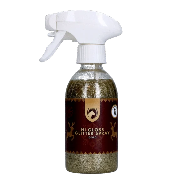 Złoty brokatowy spray dla koni, 250 ml – Excellent Horse Christmas Hi Gloss Glitter Spray
