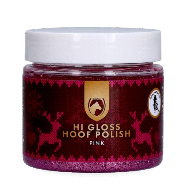 Różowy brokat do kopyt, 150 ml – Excellent Horse Christmas Hi Gloss Hoof Polish