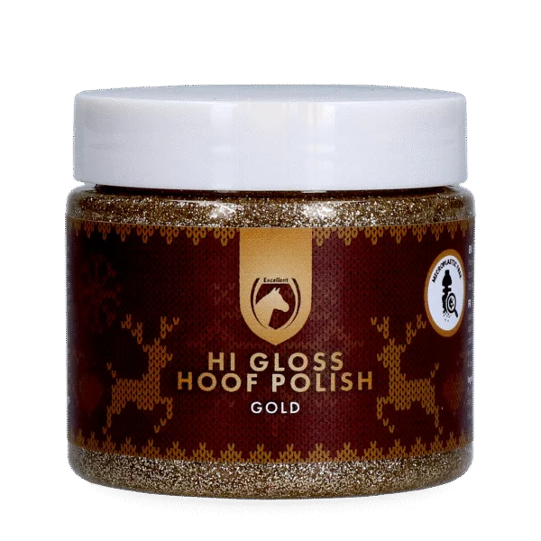 Złoty lakier brokatowy do kopyt, 150 ml – Excellent Horse Christmas Hi Gloss Hoof Polish