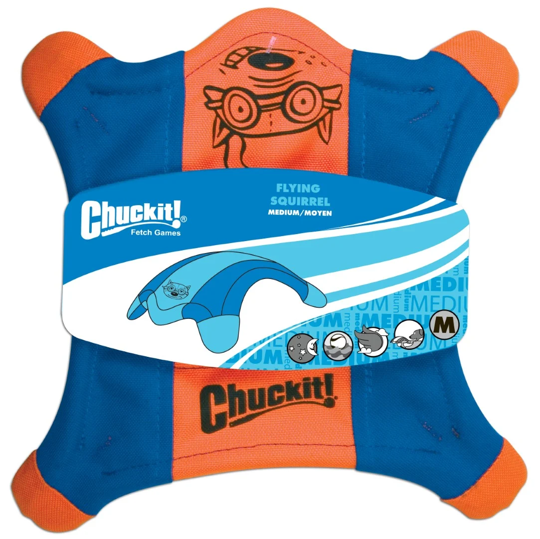 Frisbee dla psa z płótna ze świecącymi łapkami, 24 x 24 cm – Chuckit! Flying Squirrel M - obrazek 1