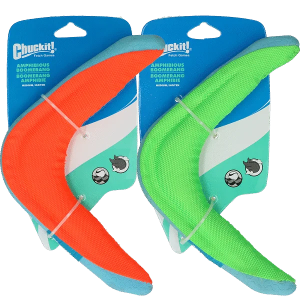 Boomerang dla psa M, pływający, zielony lub pomarańczowy (kolor losowy) – Chuckit! Amphibious Boomerang